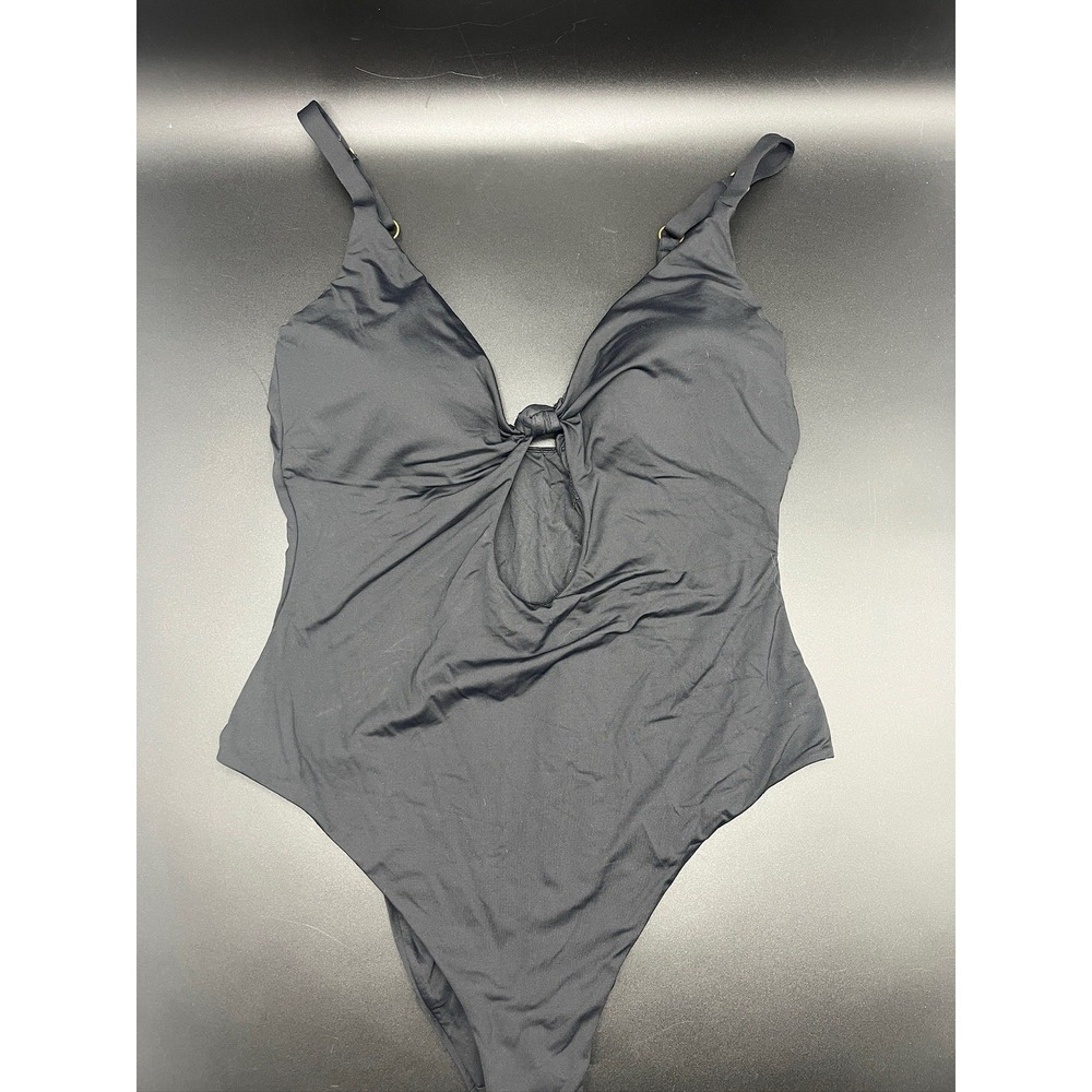 NWT Andie Swim Black Santorini One Piece XXXL Plus Keyhole Knot Front Minimalist